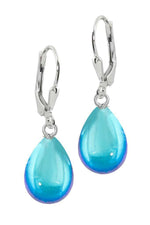 Dangle Earrings-Handmade-Sterling Silver-Drop Earrings-Polished-aqua-Leightworks-Crystal Jewelry-David Leight