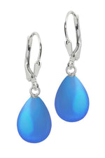 Dangle Earrings-Handmade-Sterling Silver-Drop Earrings-frosted-blue-Leightworks-Crystal Jewelry-David Leight