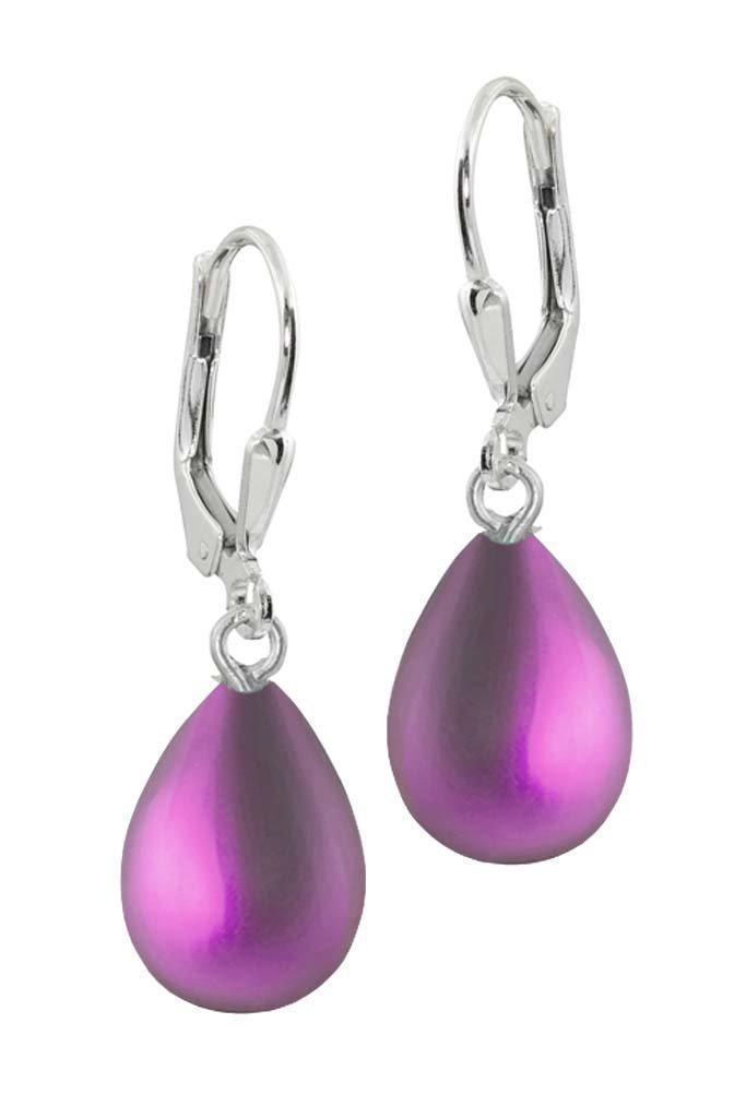 Dangle Earrings-Handmade-Sterling Silver-Drop Earrings-frosted-pink-Leightworks-Crystal Jewelry-David Leight