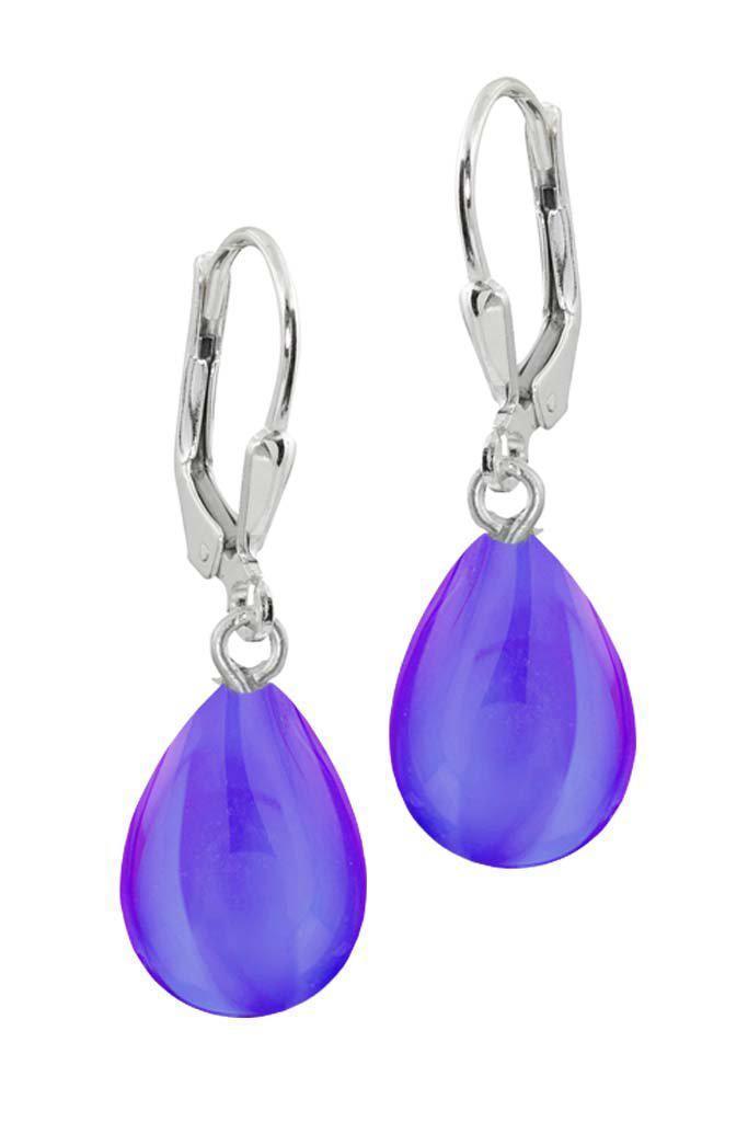Dangle Earrings-Handmade-Sterling Silver-Drop Earrings-Polished-violet-Leightworks-Crystal Jewelry-David Leight