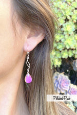 Feather Ext. Earrings-Sterling Silver-Pink-Polished-Nature-Leightworks-Handmade-Crystal Jewelry-David Leight-San Diego
