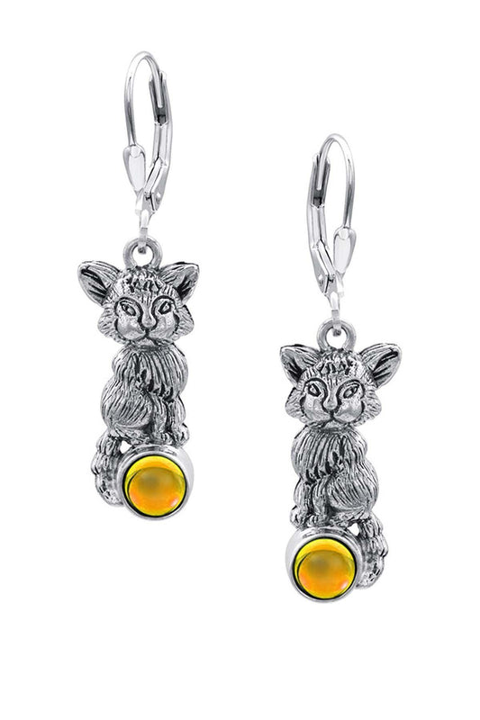 Sterling Silver-Fox Earrings-fire-polished-Leightworks