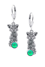Sterling Silver-Fox Earrings-green-polished-Leightworks