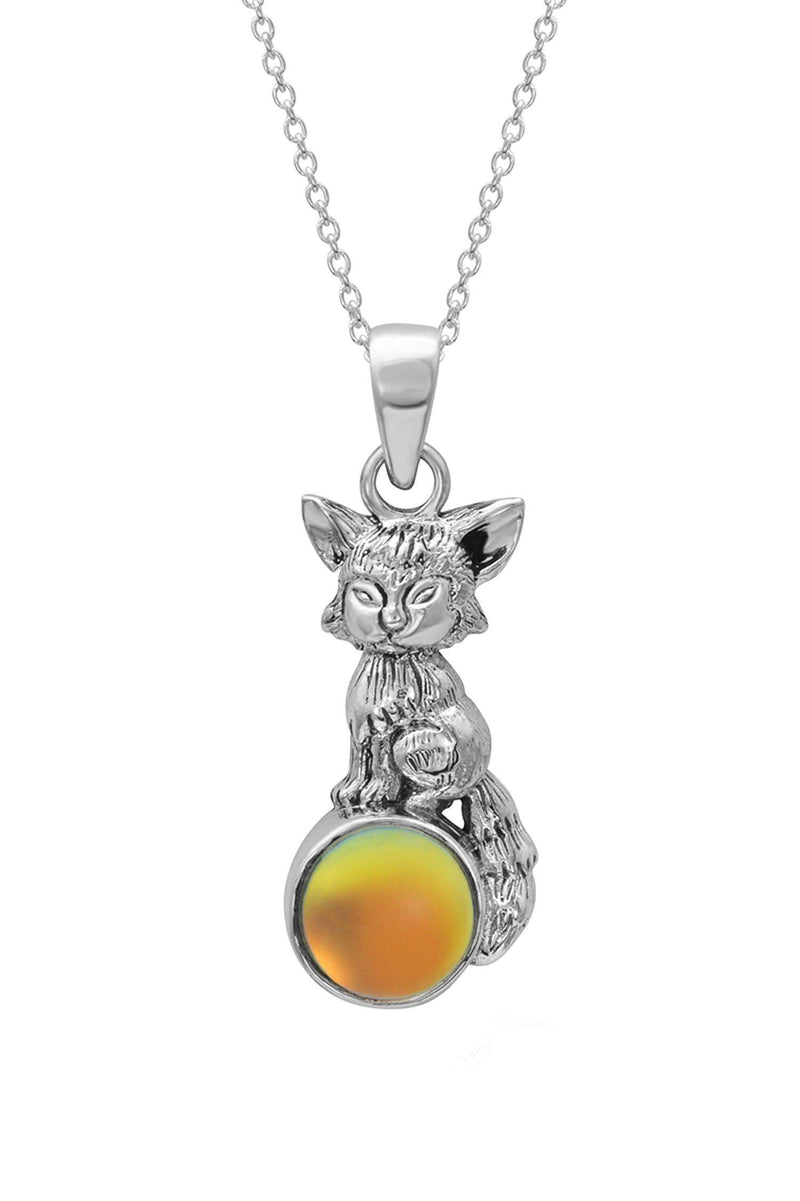 Sterling Silver-Fox Pendant-Necklace Charm-Fire-Frosted-Leightworks