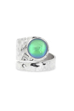Handmade Sterling Silver-Hammered Single Circle Ring-Green-Polished-Leightworks