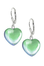 Handmade-Sterling Silver-Crystal Jewelry-Heart Earrings-Green Crystal-Polished-Leightworks-San Diego-David Leight