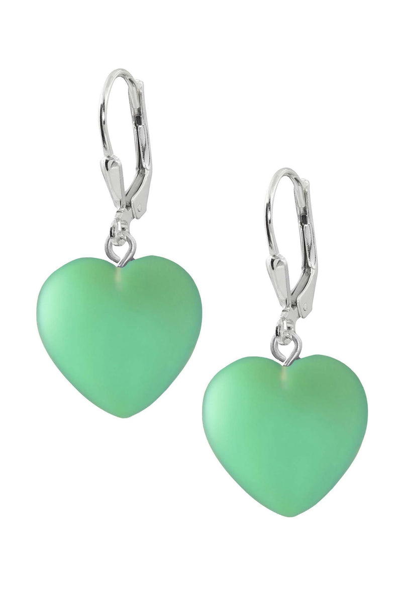 Handmade-Sterling Silver-Crystal Jewelry-Heart Earrings-Green Crystal-Frosted-Leightworks-San Diego-David Leight