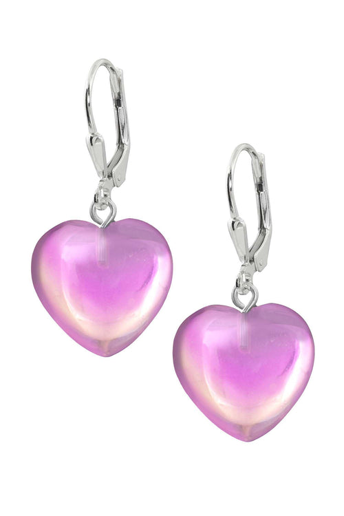 Handmade-Sterling Silver-Crystal Jewelry-Heart Earrings-Pink Crystal-Polished-Leightworks-San Diego-David Leight