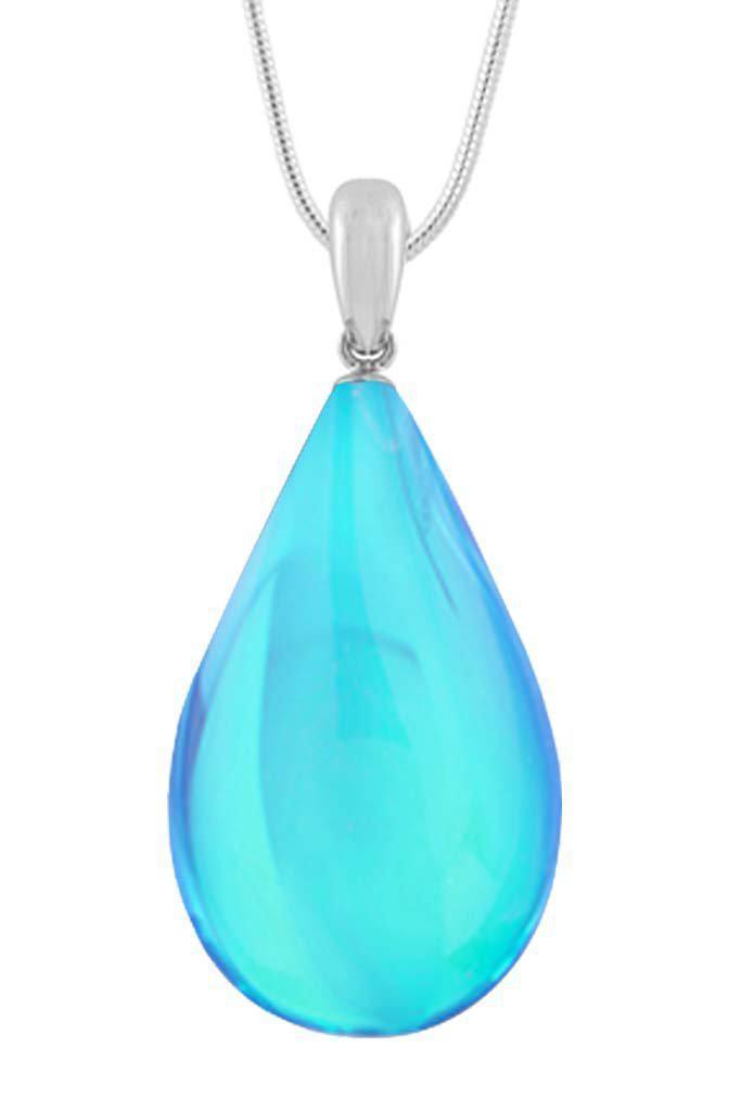 Large Drop Pendant-Necklace-Charm-Polished-Blue-Leightworks-Handmade-Sterling Silver-Crystal Jewelry-David Leight-San Diego