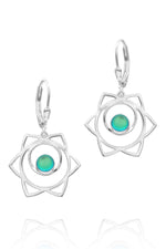 Lotus Earrings-Clearance-Sale-Handmade-Sterling Silver-Dangle-Earrings-Crystal-Jewelry-Frosted-Green-LeightWorks-San Diego-California-David Leight-Limited Edition