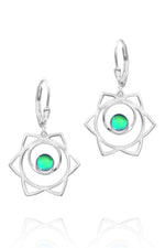 Lotus Earrings-Clearance-Sale-Handmade-Sterling Silver-Dangle-Earrings-Crystal-Jewelry-Polished-Green-LeightWorks-San Diego-California-David Leight-Limited Edition