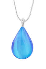 Sterling Silver-Medium Drop Pendant-Necklace Charm-Blue-Polished-Leightworks