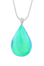 Sterling Silver-Medium Drop Pendant-Necklace Charm-Green-Polished-Leightworks