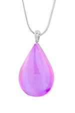 Sterling Silver-Medium Drop Pendant-Necklace Charm-Pink-Polished-Leightworks