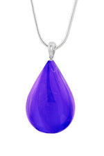 Sterling Silver-Medium Drop Pendant-Necklace Charm-Violet-Polished-Leightworks