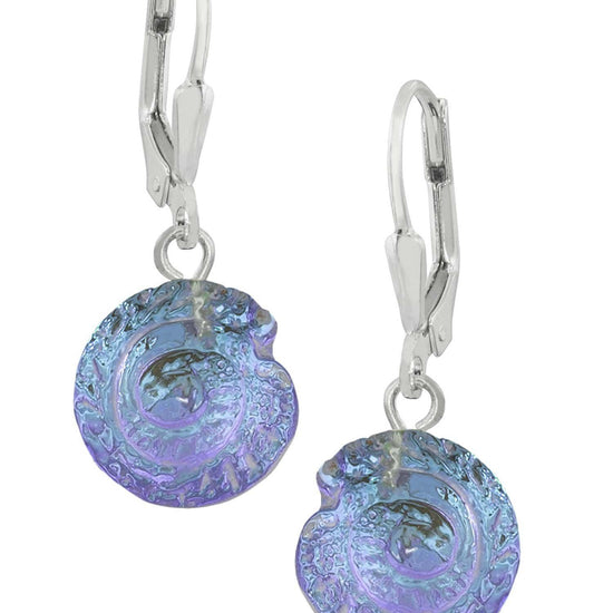 Sterling Silver-Nautilus Earrings-Blue-Polished-Leightworks