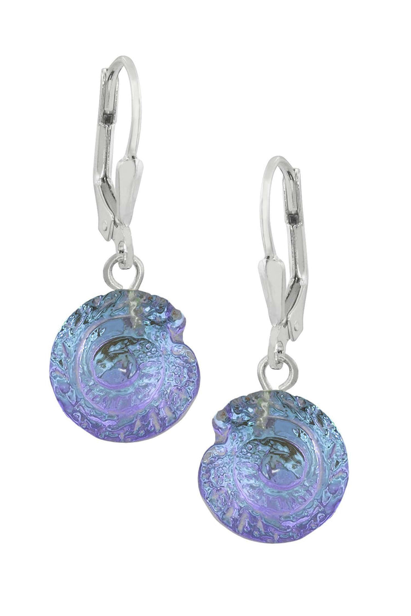 Sterling Silver-Nautilus Earrings-Blue-Polished-Leightworks