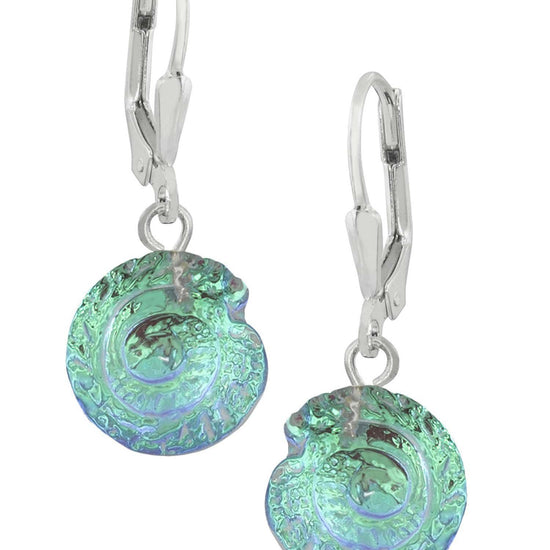 Sterling Silver-Nautilus Earrings-Green-Polished-Leightworks
