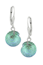 Sterling Silver-Nautilus Earrings-Green-Polished-Leightworks
