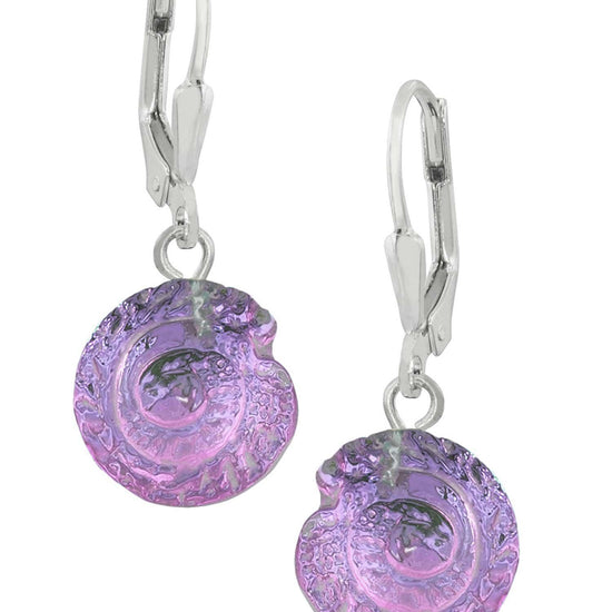 Sterling Silver-Nautilus Earrings-Pink-Polished-Leightworks