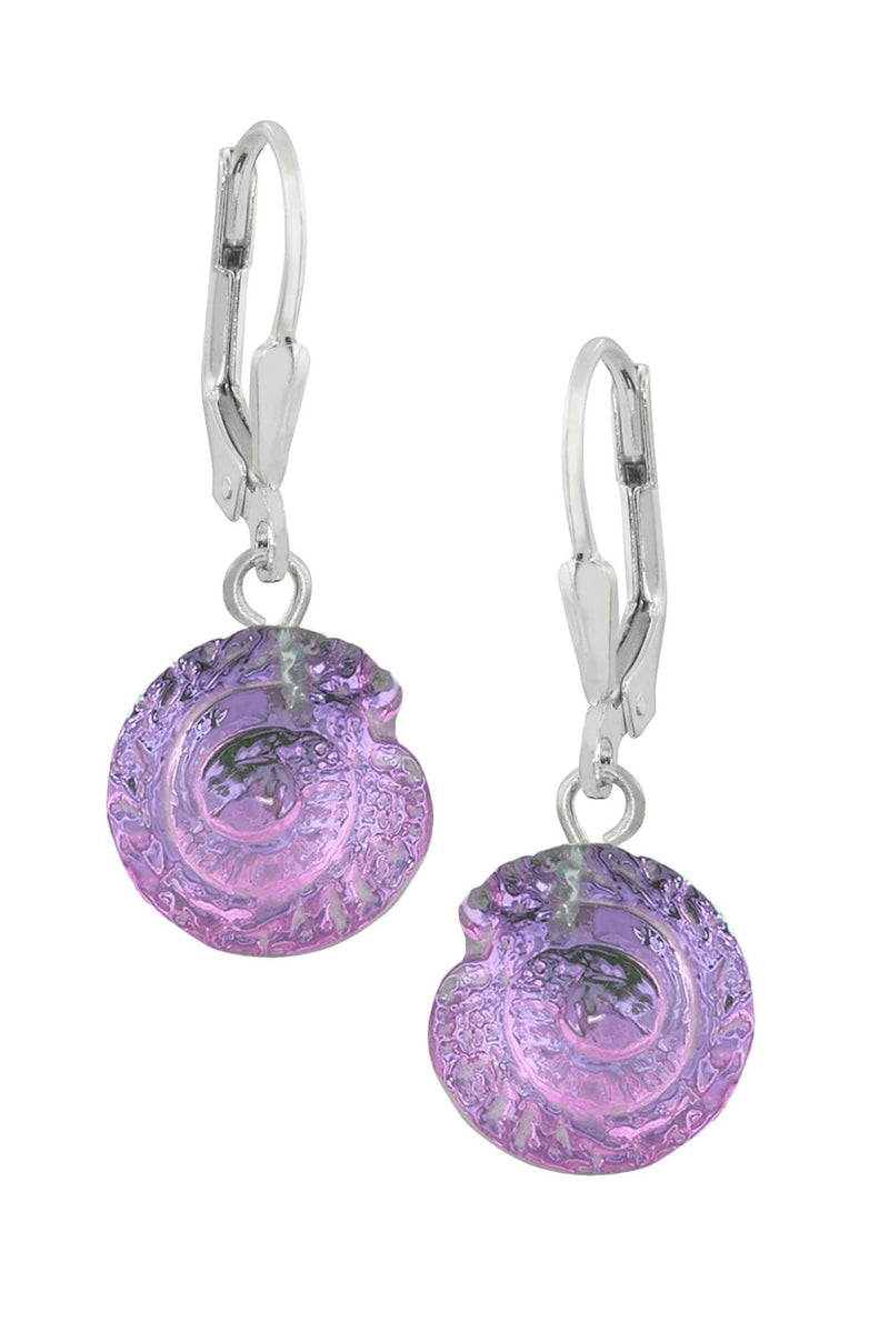 Sterling Silver-Nautilus Earrings-Pink-Polished-Leightworks