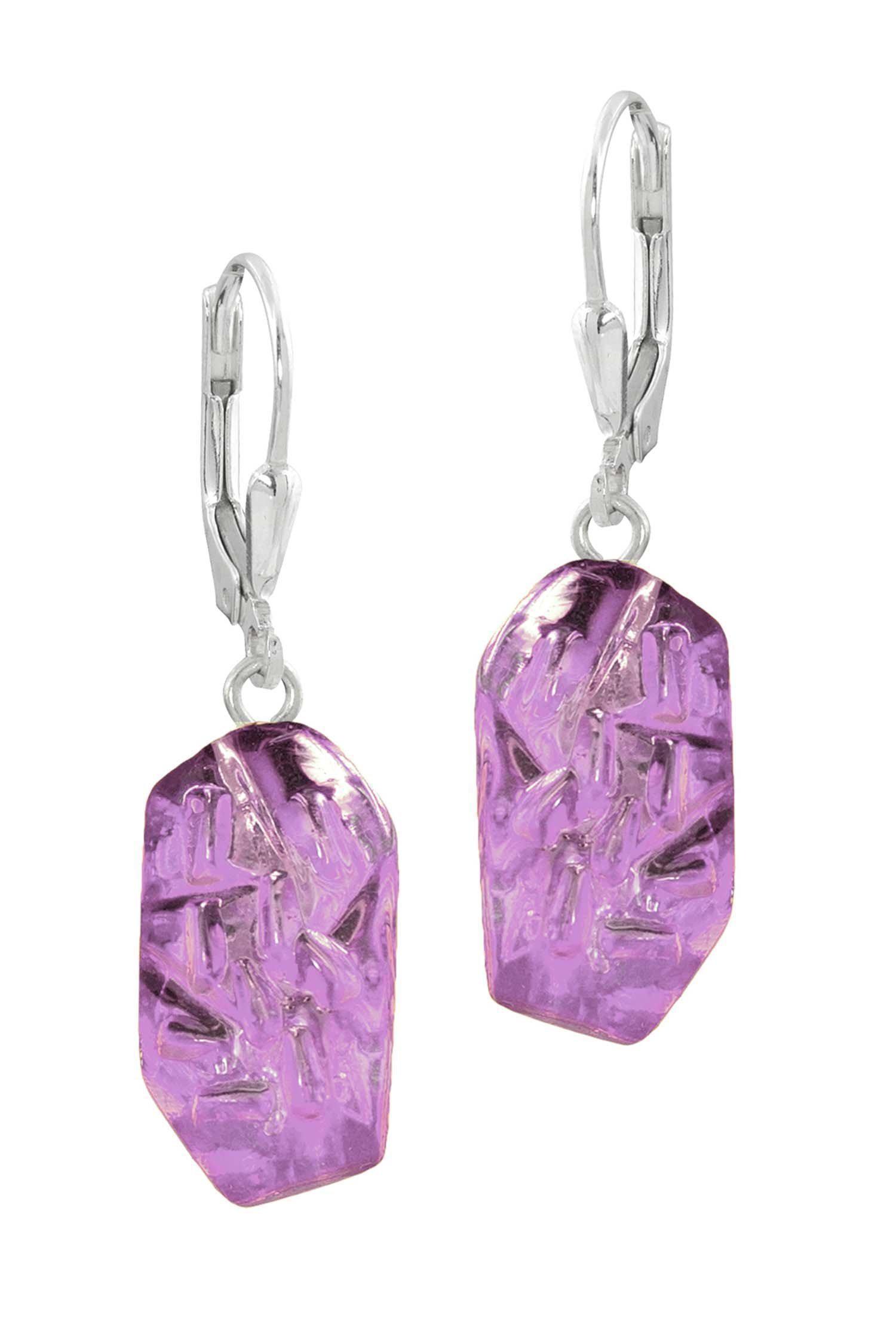 Sterling Silver-Rocky Earrings-Pink-Polished-Leightworks