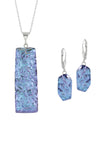 Sterling Silver-Rocky Rectangle pendant & Rocky earrings set-blue-polished-Leightworks