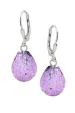 Sterling Silver-Scallop Earrings-Pink-Polished-Leightworks