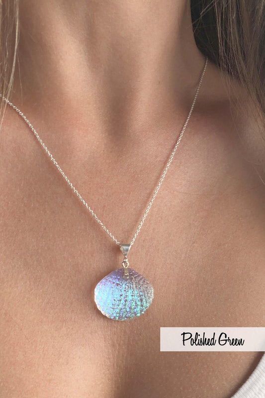 Sterling Silver-Scallop Pendant-Necklace Charm-Leightworks