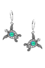 Sterling Silver-Sea Turtle Earrings-Polished-Green-Leightworks
