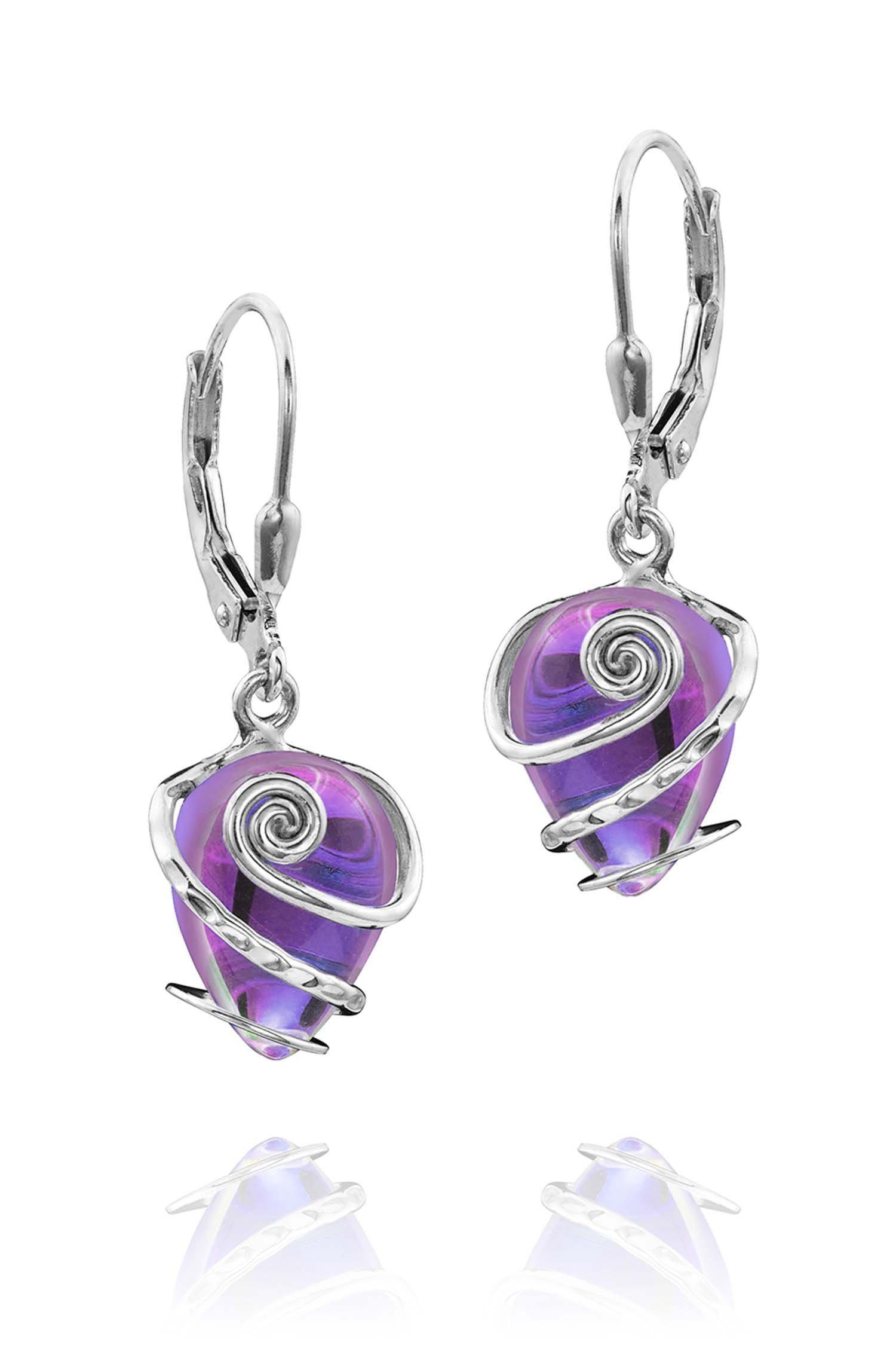 Sterling Silver-Single Wrap Earrings-Pink-Polished-Leightworks