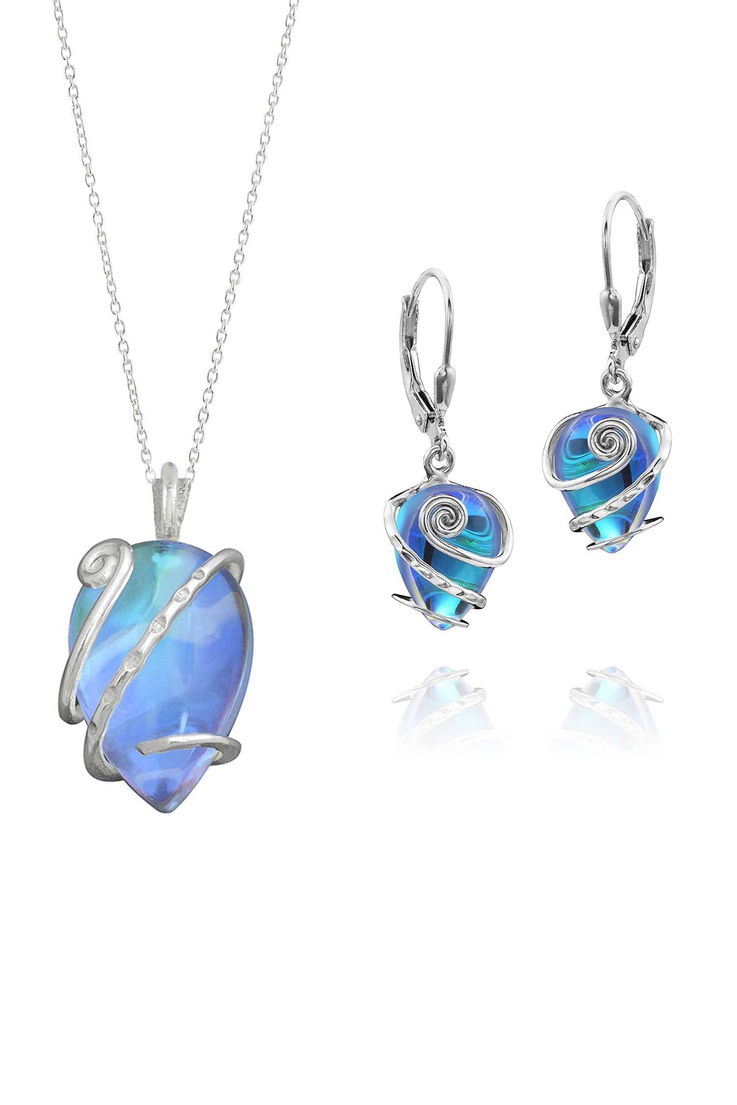 Sterling Silver-Single Wrap set-blue-polished-Leightworks