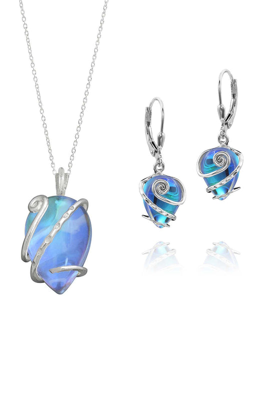 Sterling Silver-Single Wrap set-blue-polished-Leightworks