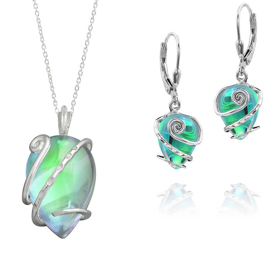 Sterling Silver-Single Wrap set-green-polished-Leightworks