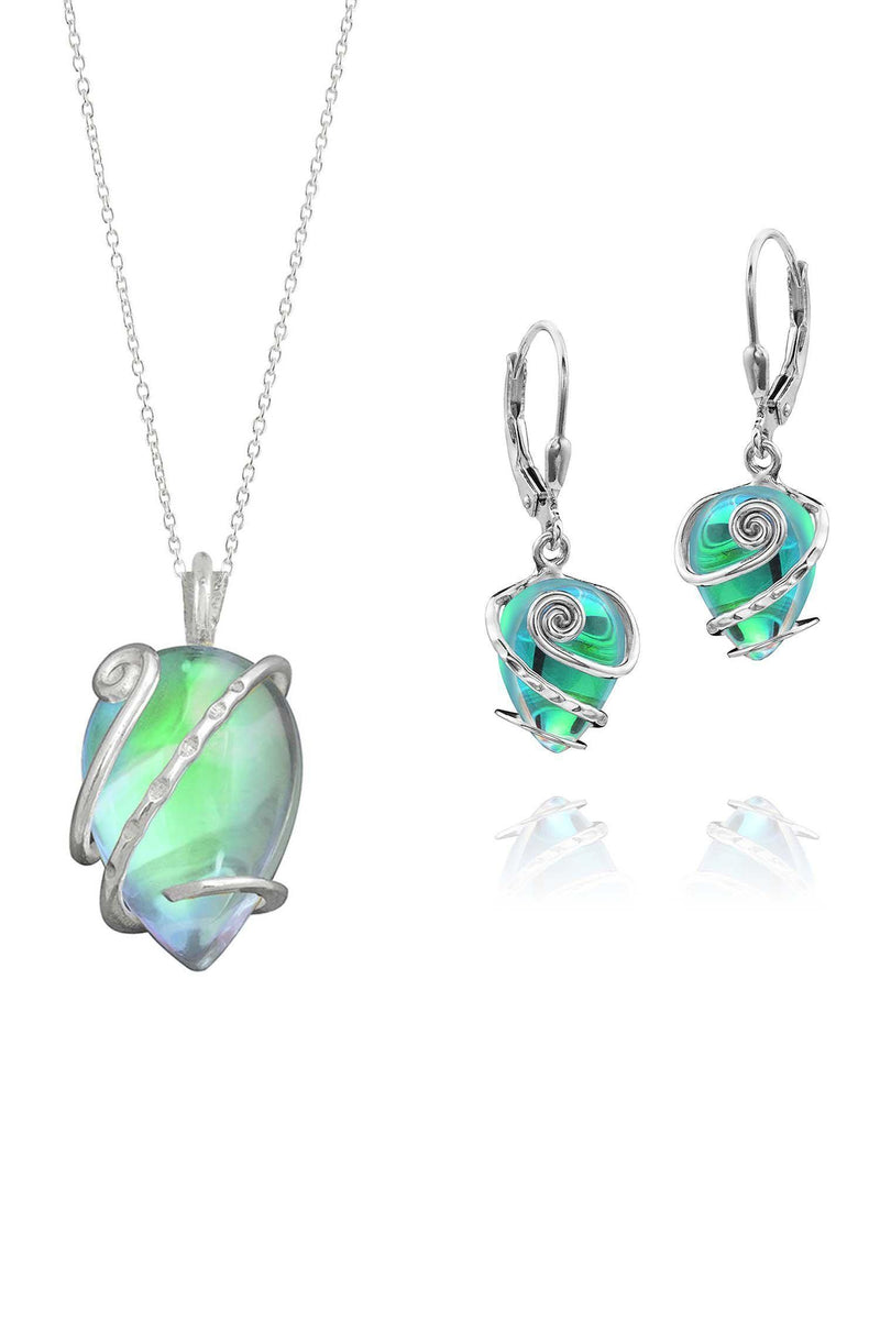 Sterling Silver-Single Wrap set-green-polished-Leightworks