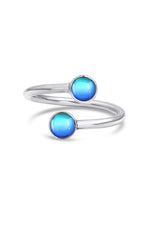 Handmade Sterling Silver-Small Double Ring-blue-polished-Leightworks