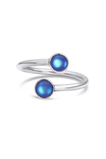 Handmade Sterling Silver-Small Double Ring-blue-frosted-Leightworks