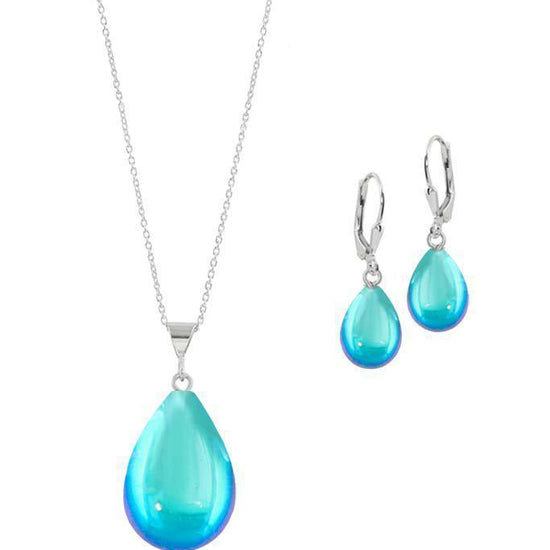 Sterling Silver-Small Drop Pendant & Drop Earrings Set-Leightworks