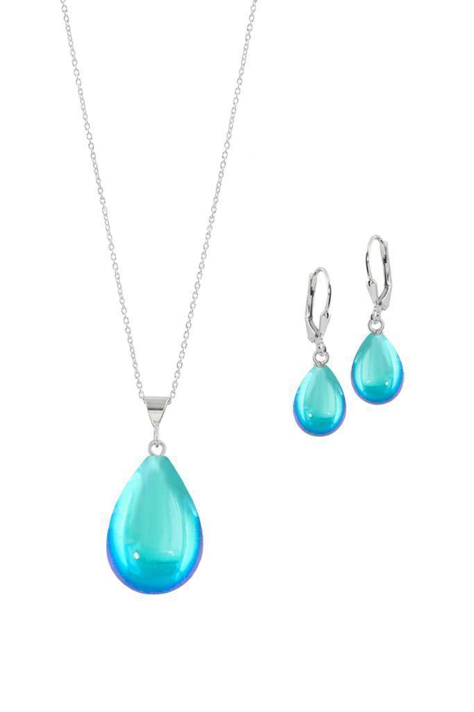 Sterling Silver-Small Drop Pendant & Drop Earrings Set-Leightworks