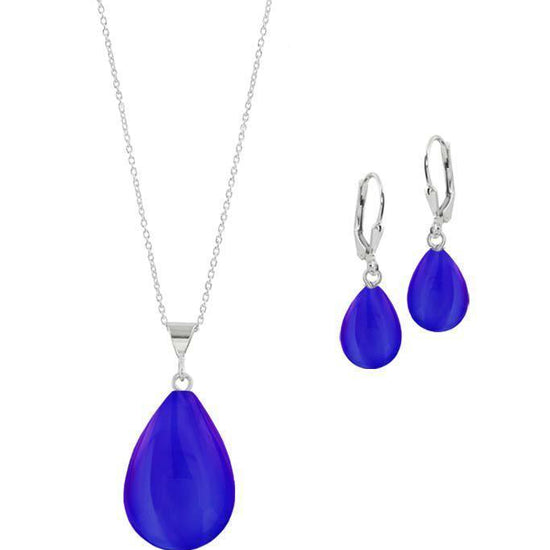 Sterling Silver-Small Drop Pendant & Drop Earrings Set-Leightworks