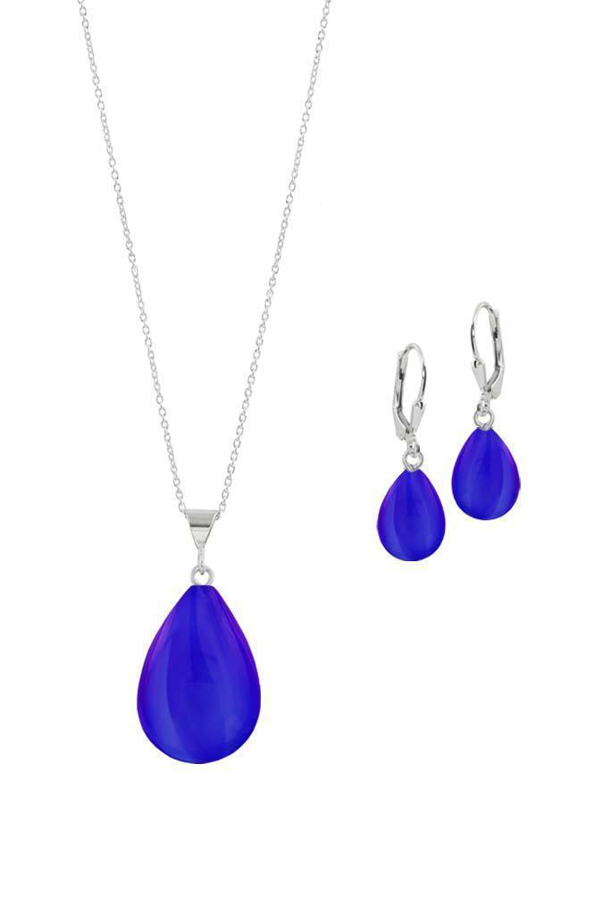 Sterling Silver-Small Drop Pendant & Drop Earrings Set-Leightworks