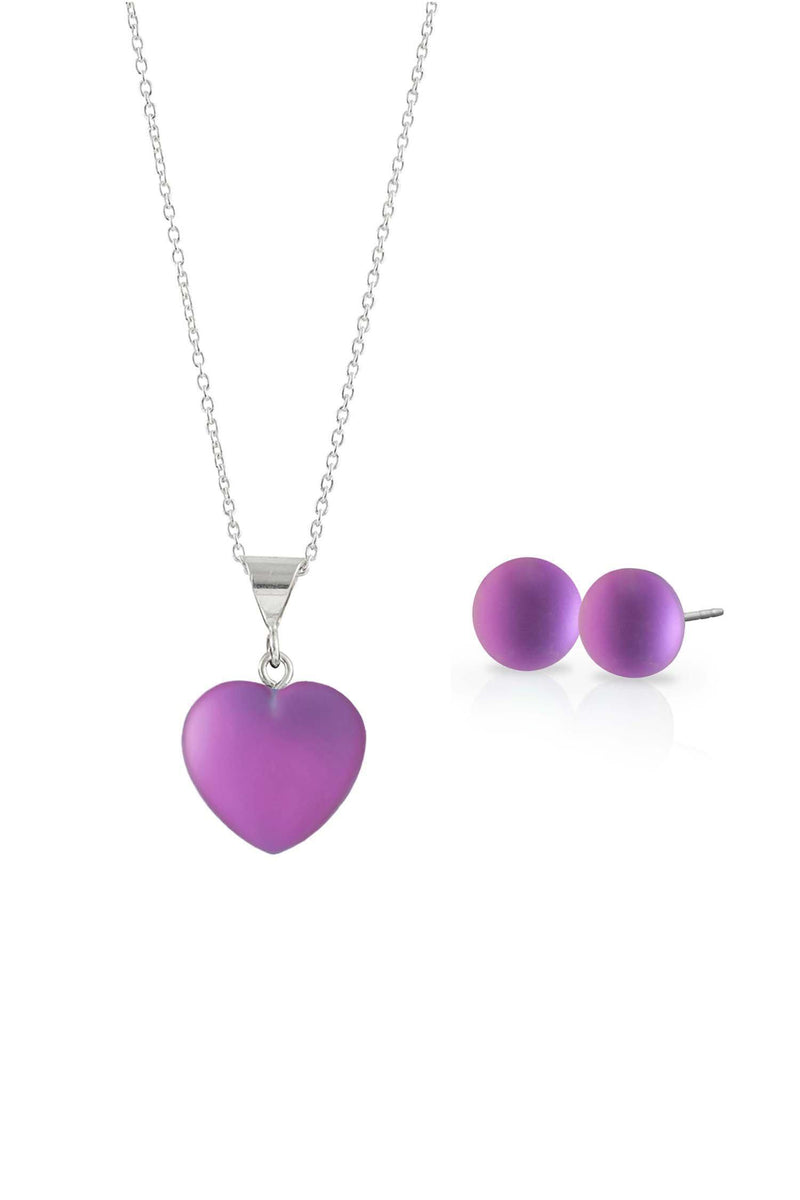 Sterling Silver-Small Heart Pendant & Stud Earrings Set-Leightworks