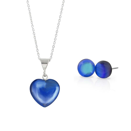 Sterling Silver-Small Heart Pendant & Stud Earrings Set-Leightworks