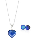 Sterling Silver-Small Heart Pendant & Stud Earrings Set-Leightworks