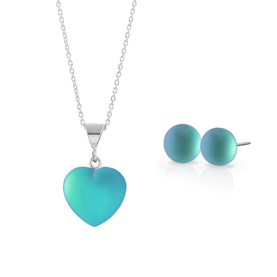 Sterling Silver-Small Heart Pendant & Stud Earrings Set-Leightworks