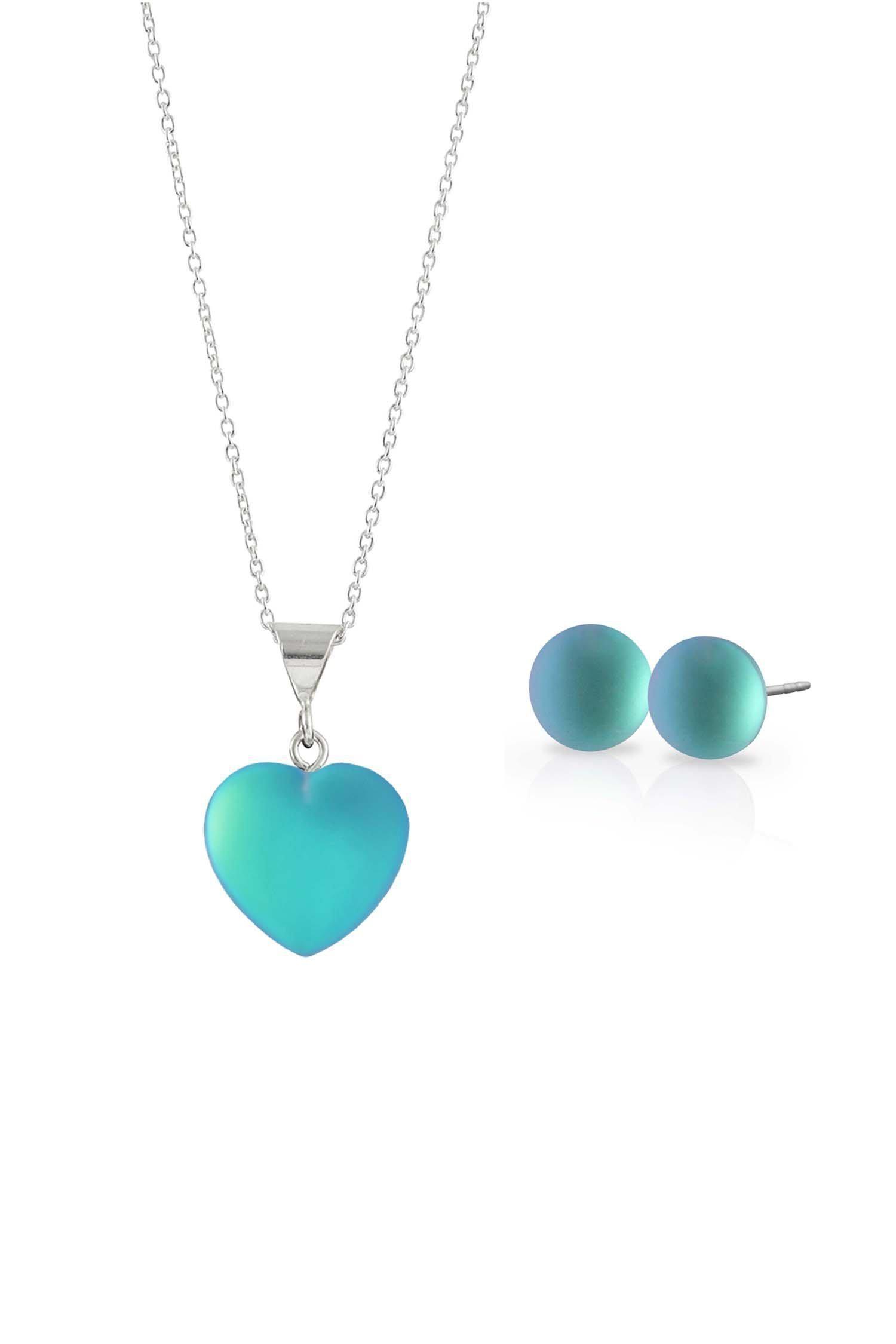 Sterling Silver-Small Heart Pendant & Stud Earrings Set-Leightworks