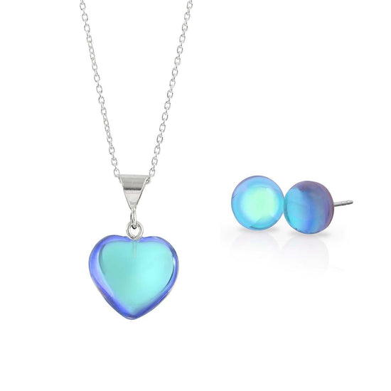 Sterling Silver-Small Heart Pendant & Stud Earrings Set-Leightworks