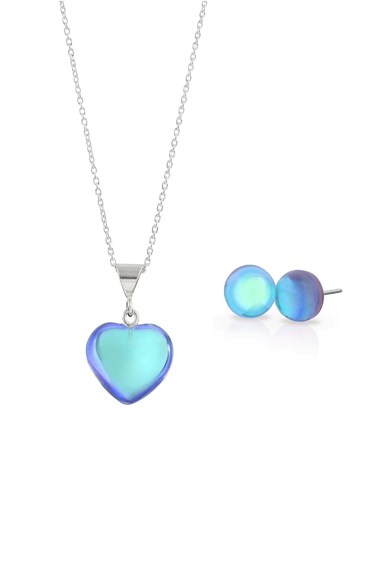 Sterling Silver-Small Heart Pendant & Stud Earrings Set-Leightworks