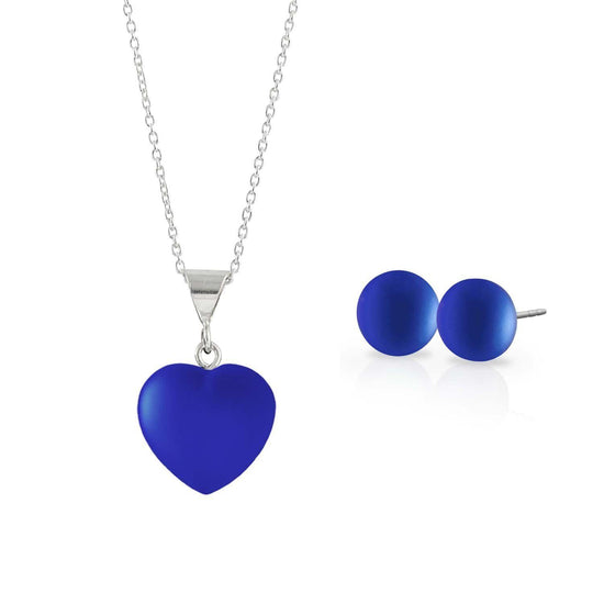 Sterling Silver-Small Heart Pendant & Stud Earrings Set-Leightworks