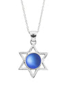 Sterling Silver-Star Pendant-Necklace Charm-Blue-Frosted-Leightworks